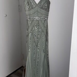 Jump Sage Green Beaded Maxi Dress. Size 7/8. Worn Once.